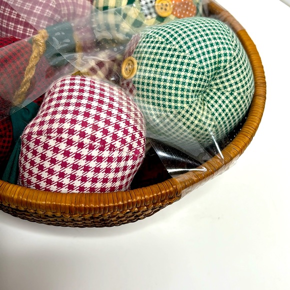 Sewing Basket | Vintage WEAVED Basket Full of 6 Handmade Pumpkins | Table Decor - Picture 3 of 6
